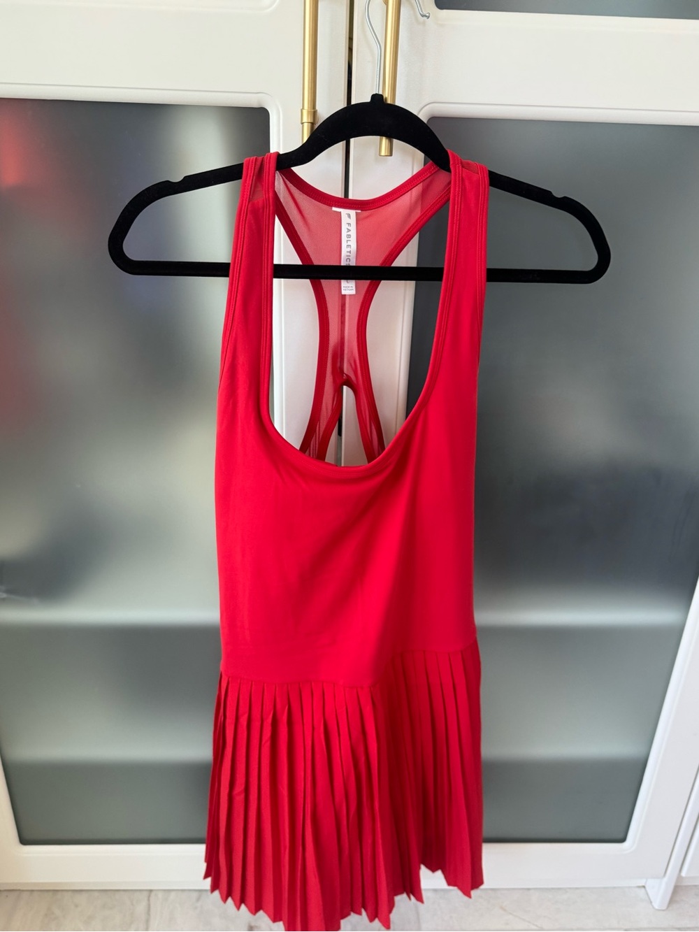 Fabletics Red Racerback Mesh Tank
